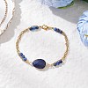 Natural Lapis Lazuli & Non-magnetic Synthetic Hematite Beads Multi-strand Bracelets BJEW-JB12122-03-1
