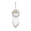 Copper Wire Wrapped Tree of Life Glass & Natural Green Aventurine Suncatchers HJEW-F027-14-1