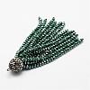 Electroplate Glass Bead Tassel Big Pendants EGLA-P023-3