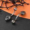 Snake Head 316 Surgical Stainless Steel Cubic Zirconia Belly Button Rings/Earrings EJEW-G416-16AS-02-2