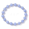 Natural Dyed Blue Lace Agate Beads Stretch Bracelets for Women BJEW-JB12930-2