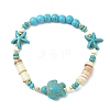 Natural Freshwater Shell & Howlite & Synthetic Turquoise & Opalite & Non-magnetic Hematite Beads Stretch Bracelets for Women BJEW-JB13810-02-3