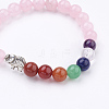 Natural Rose Quartz Stretch Bracelets BJEW-P180-B06-2