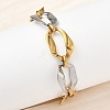 Two Tone 304 Stainless Steel Twisted Cable Chain Bracelets for Women BJEW-A169-08GP-3