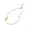 Glass Flower & Shell Pearl Beaded Dangle Earrings Bracelet Necklace SJEW-TA00006-9