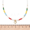 Valentine's Day 304 Stainless Steel Heart Pendant Glass Seed Beaded Necklaces for Women NJEW-MZ00146-03-3