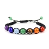 Natural Mixed Gemstone Round Braided Bead Bracelet PW-WG33654-02-1