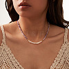 Round Natural Lepidolite & Natural Freshwater Pearl & 925 Sterling Silver Beaded Necklaces for Women NJEW-G154-01G-2