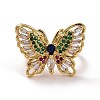 Colorful Cubic Zirconia Butterfly Open Cuff Finger Ring KK-SZ0005-47-1