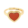 Heart Natural Gemstone Adjustable Rings RJEW-Q817-05G-3