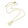 Ion Plating(IP) Rectangle with Initial Letter 304 Stainless Steel Pendant Necklace NJEW-R265-04G-S-3
