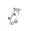 304 Stainless Steel Rhinetsone Open Cuff Rings for Women RJEW-K301-07P-01-4