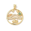 Brass Micro Pave Cubic Zirconia Pendants KK-P330-07B-G-1