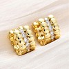 Brass Micro Pave Clear Cubic Zirconia Hoop Earrings EJEW-H158-14G-2