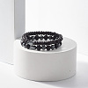 2Pcs 2 Style Natural Lava Rock & Coconut & Synthetic Hematite Beaded Stretch Bracelets Set BJEW-JB07829-2