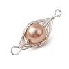 Copper Wire Wrapped Shell Pearl Connector Charms PALLOY-JF03114-01-5