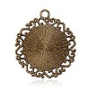 Flat Round Antique Bronze Plated Alloy Synthetic Turquoise Pendants PALLOY-F071-01AB-NF-2