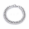 Men's 304 Stainless Steel Diamond Cut Cuban Link Chain Bracelets X-BJEW-L673-002C-P-1