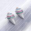 Brass Micro Pave Cubic Zirconia Stud Earrings EJEW-Q015-16P-1