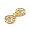 Rack Plating Brass Pave Clear Cubic Zirconia Fold Over Clasps KK-G458-05G-3