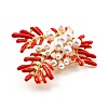 Coral Shape Alloy Brooch with Resin Pearl JEWB-O009-19-3