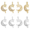 HOBBIESAY 12Pcs 2 Colors Brass Micro Pave Clear Cubic Zirconia Connector Charms FIND-HY0001-21-1