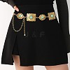 Oval Rectangle Alloy with Synthetic Turquoise Link Chain Waist Belly Chains for Dress FS-WG6F33A-01-1