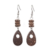 Teardrop Natural Coconut Dangle Earrings for Women EJEW-JE05891-1