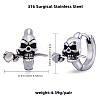316 Stainless Steel Skull with Rose Hoop Earrings for Men Women EJEW-SZ0001-94-2