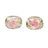 Flower Printed Transparent Acrylic Rondelle Beads TACR-S160-01-D04-2