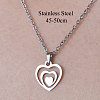 201 Stainless Steel Heart Pendant Necklace NJEW-OY001-02-3