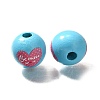 Valentine's Day Element Printed Wood Beads WOOD-R002-01-19-2