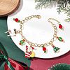 Christmas Theme Alloy Enamel Charms Bracelets for Women BJEW-JB11134-2