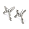 Rhodium Plated Knot Shape 925 Sterling Silver Stud Earring Findings STER-Q192-09P-1