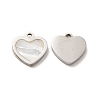 304 Stainless Steel Heart Charms STAS-A080-12P-2