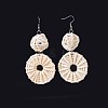 Handmade Cane Woven Beads Dangle Earrings EJEW-JE03039-2