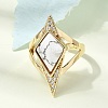 Brass Micro Pave Cubic Zirconia Cuff Rings for Women GG-CBA7610-11G-05-2