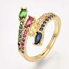 Adjustable Brass Micro Pave Cubic Zirconia Finger Rings RJEW-S044-017-1