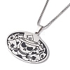 Oval with Skull 304 Stainless Steel Pendant Necklaces NJEW-K253-31P-3