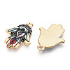 Printed Light Gold Tone Alloy Pendants ENAM-N056-206E-1