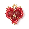 Glass Seed Beaded Heart Pendants PALLOY-MZ00466-02-1