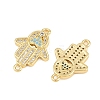 Brass Micro Pave Deep Sky Blue Cubic Zirconia Connector Charms CU-CBAB719-07G-A-2