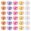 50Pcs 5 Colors Baking Paint Transparent Glass European Beads GPDL-SW0001-01-3
