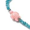 2Pcs 2 Styles Synthetic Turquoise & Dyed Natural Malaysia Jade Rondelle Beads Beads Stretch Bracelets for Women BJEW-JB13599-03-4