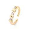 Brass Micro Pave Clear Cubic Zirconia Cuff Finger Rings for Women RJEW-C116-13G-4