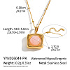 Dyed Natural Pink Quartz 304 Stainless Steel Geometric Pendant Necklaces for Women KV8466-4-1