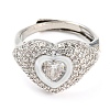 Enamel Heart Adjustable Ring with Clear Cubic Zirconia RJEW-Q781-01P-04-2