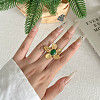 Natural Chalcedony 304 Stainless Steel Finger Rings FS-WGE331D-07-1
