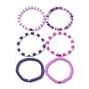 Handmade Polymer Clay Heishi Beads Stretch Bracelets Sets BJEW-JB05902-02-1