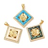 Rack Plating Brass Micro Pave Cubic Zirconia Pendants KK-P268-11D-G-1